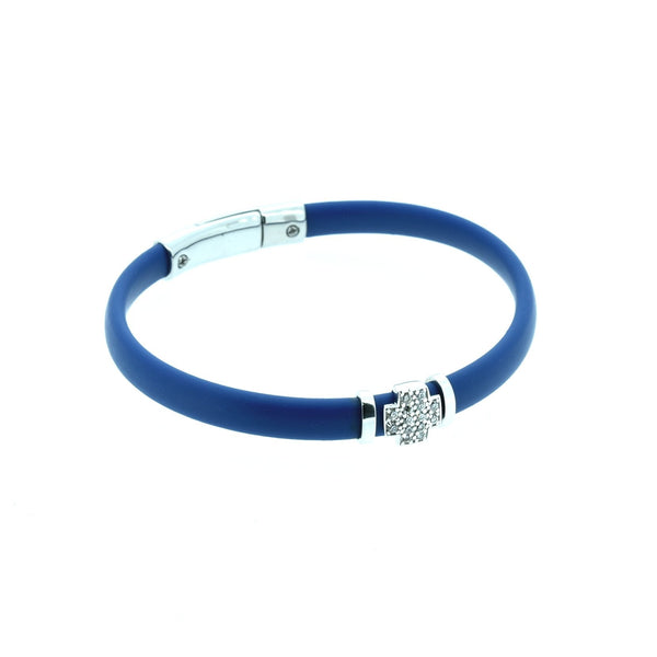 Pulsera Caucho Cruz Circonia-Pulsera-Plarte